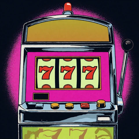 Pop-Art-Spielautomat mit drei Walzen als Symbol f&uuml;r Online Slots im Zoccer Casino