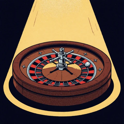Pop-Art-Roulettekessel im Spotlight als Symbol f&uuml;r Tischspiele und Roulette bei Zoccer