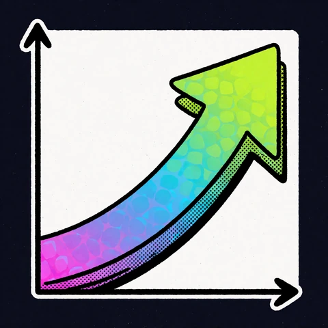 Pop-Art-Grafik einer steigenden Multiplikator-Kurve als Symbol f&uuml;r Crash- und Instant-Spiele